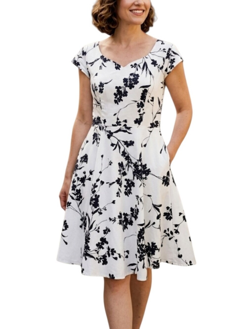 Kingfancy Floral Midi Dress with Pockets Size XLarge